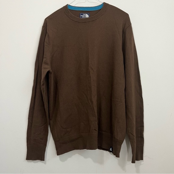 The North Face Men’s Sweater XL Wool Blend Crew Neck Camel Brown Pullover Warm - Picture 1 of 15